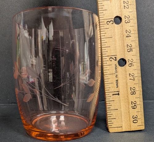 Vintage Unbranded Pink Flower Etched Decanter Carafe & Glass Set - Picture 15 of 15