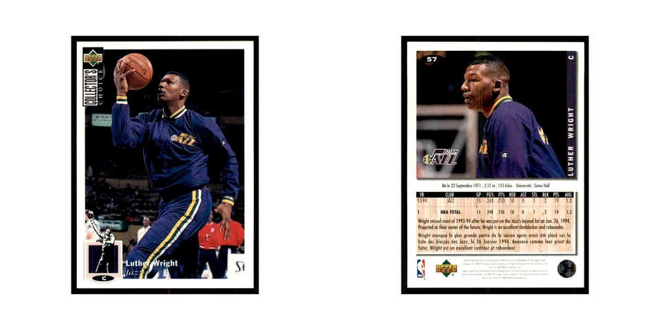1994 Upper Deck Collector's Choice Luther Wright Jazz #57 - Image 3 of 3