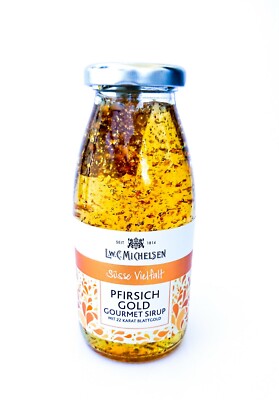 Gold Pfirsich Sirup 22-karätiges Blattgold fruchtig 350g von L.W.C. Michelsen
