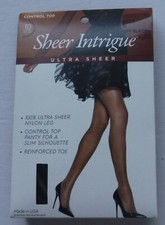 Sheer Intrigue Ultra Sheer Off Black size D 10 Denier Control Top Pantyhose