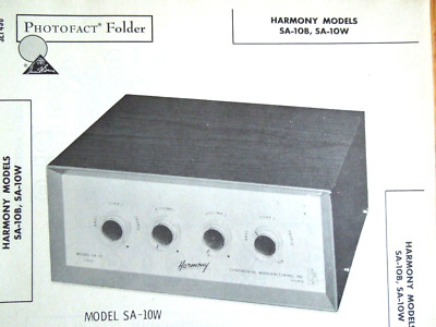 Original Sams Photofact Manual HARMONY SA-10B, SA-10W (498)