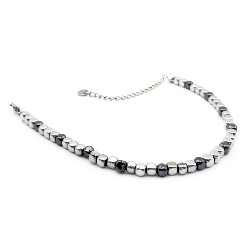 Bracciale da Uomo con Ematite Argento Canna di Fucile Braccialetto Pietre Dure - Immagine 3 di 4