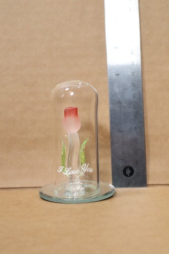 Novelty Glass Rose on Mirror "I Love You" - New 4" Tall - Picture 2 of 4