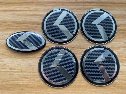 7P Carbon Fiber Emblem Badges SET Front Rear Steering Wheel Caps fit For KIA RIO - Picture 4 of 6