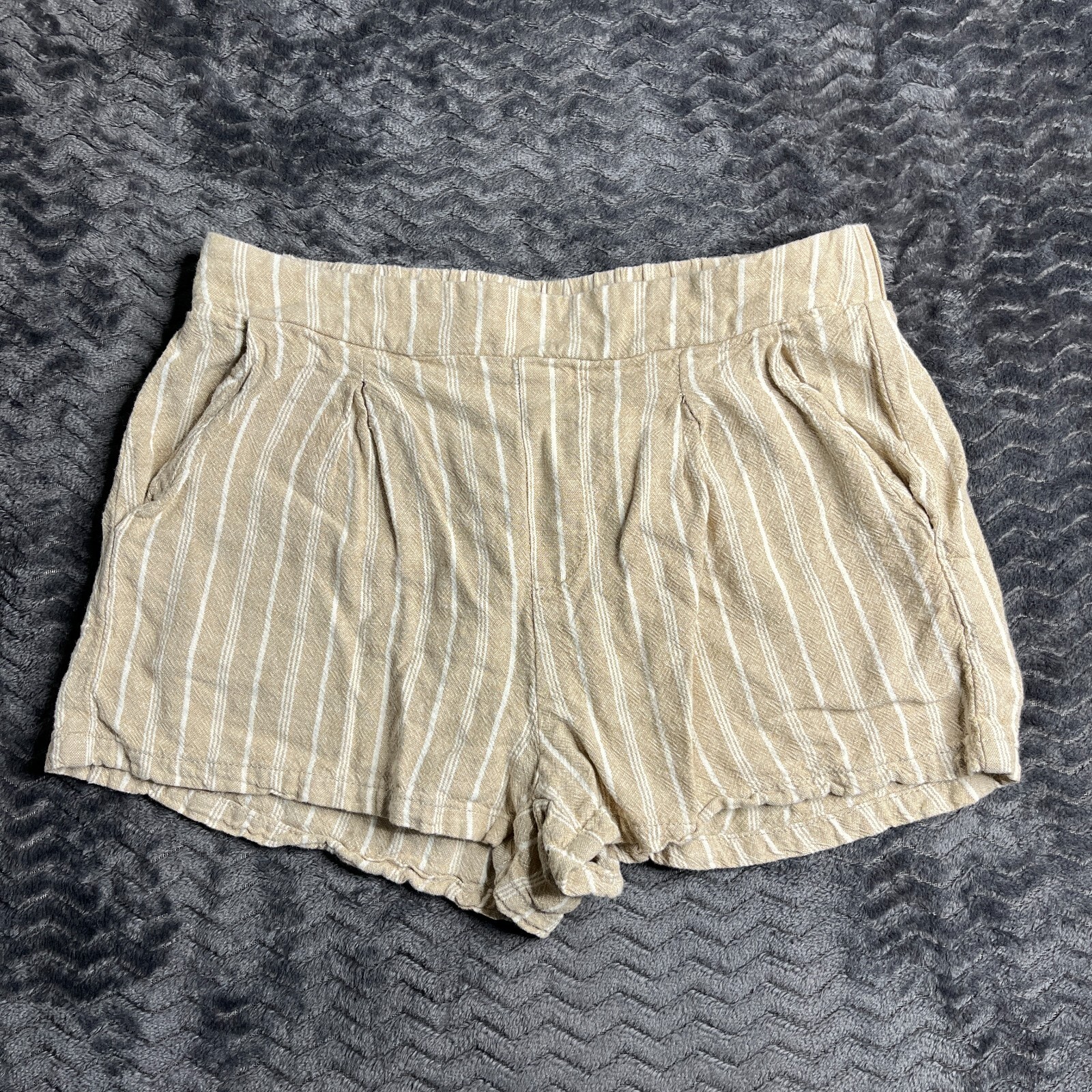 REWASH Drawstring Striped Pull On Linen Shorts Womens Size Small