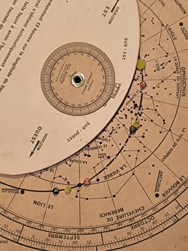 Ancienne Carte Du Ciel Planétaire SP De Paul Madorni Objet Vintage Collection - Foto 6 di 13