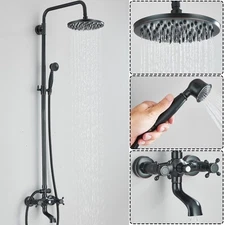 Oil Rubbed Bronze Shower System with Handheld Spray 8inch Rain Shower Faucet Kit