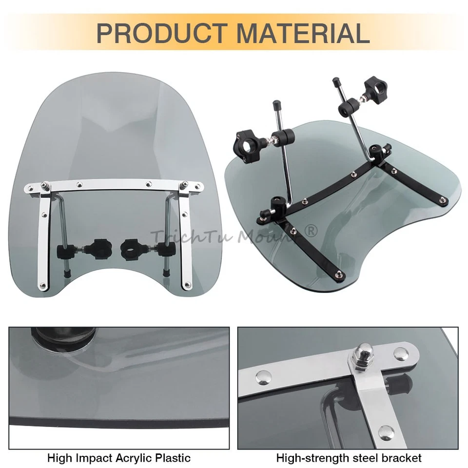 Parabrisas ajustable humo 17"×15" para Honda Shadow ACE 750 1997-03 Foto 2 de 4