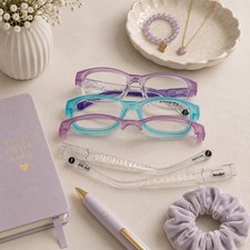 Funoogles Kids Glasses 48-18-135 Purple Clear Interchangeable Magnetic Toppers