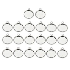 20Pc 10mm Round Pendant Blank Cabochon Setting Trays DIY Jewelry