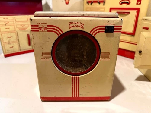 Vintage 40s-50s WOLVERINE LAUNDRETTE TIN TOY WASHING MACHINE Works!