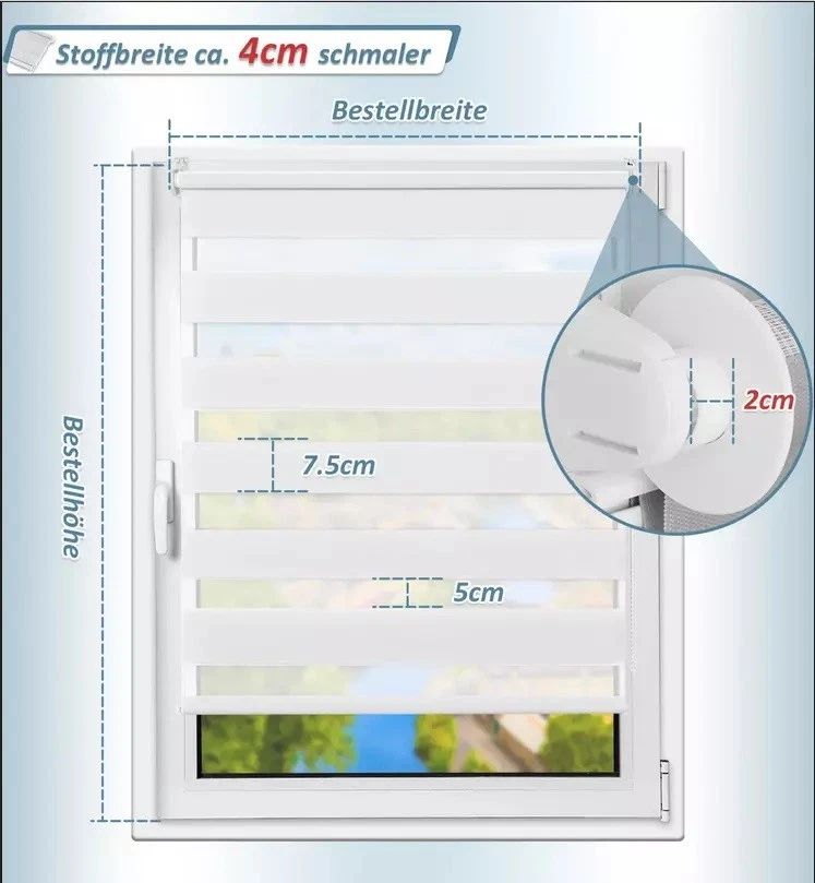 Doppelrollo Tür Fenster Klemm Duo Rollo ohne Bohren Fenster Seitenzug blickdicht - Bild 2 von 4