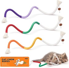 Cat Toys Chew Ropes 3Pcs W/ Refillable Natural Catnip Safe Teeth Cleaning Toy
