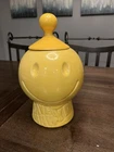 Vintage 1970's Era McCoy Pottery Have a Happy Day Yellow  Cookie Jar With Lid