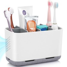 Toothbrush and Toothpaste Holder Drainage for Bathroom Countertop with Adjust...