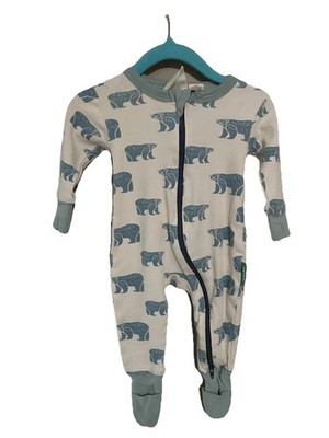 Parade Organic Cotton Bear Print One Piece Long Sleeve Zip 0-3 Months Blue 