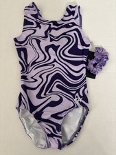 New GK Gymnastics Leotard  Scrunchie Elite Sportswear Purple Size Child Large