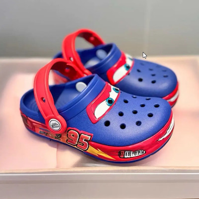 Crocs Kids Lightning McQueen Light Up Clogs Blue Red Cars LED Slip On Sandals