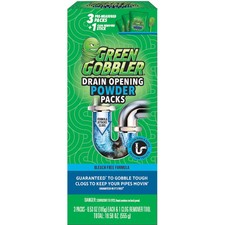 Green Gobbler Drain Opening Powder Packs X3 with Clog Remover Stick