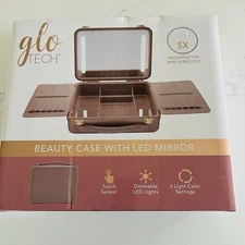 Glo Tech Beauty Travel Case LED Mirror Max Organization