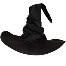1 Pcs Halloween Black Witch Hats Women's Large Ruched Hat Thick Ghost Festival