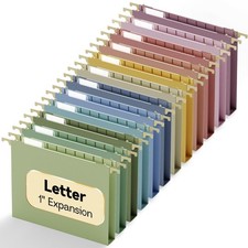 Pastel Plastic Hanging File Folders Letter Size 1 In Expanding Cabinet 12PCS