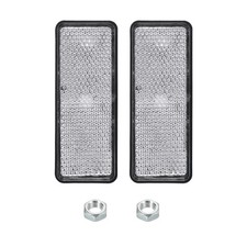 2Pcs Rectangle Rear Reflectors Safety Reflective Warning Reflector Plastic White