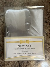 New Pillowcase  Eye Mask Gift Set Gray Silky Soft Pampered Sleep Ware Refresh