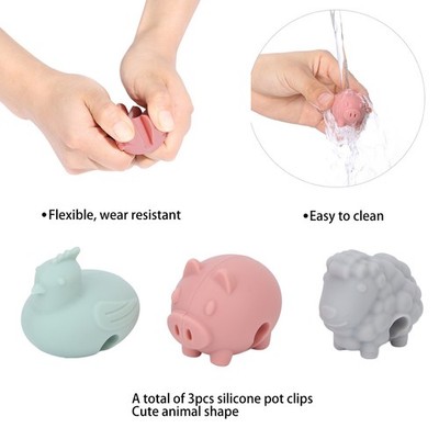 3pcs Silicone Pot Clips Prevent Overflow Spill Proof Lid Lifter For Cooking BAK