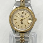Vtg Timex Watch Women 25mm Silver Gold Two Tone Indiglo Date Bubble New Batt 7"