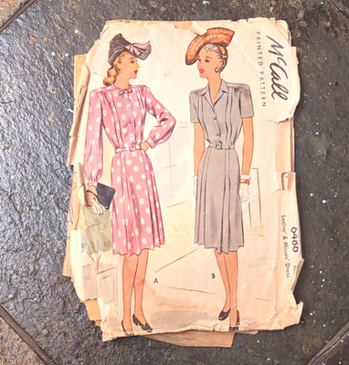 McCall 6486 VINTAGE ORIGINAL 1940s Women's Sportswear Dress Sewing Pattern