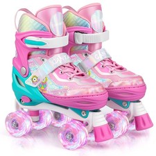Roller Skates for Kids Girls Boys 4 Size Adjustable Kids Roller Skates with W...
