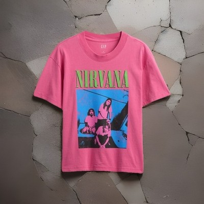 Nirvana Women s Girls Graphic Gap Tee T Shirt Small (Stand Out Pink) NEW