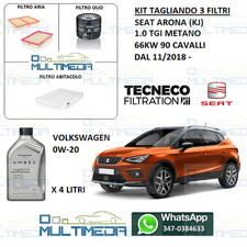TAGLIANDO 3 FILTRI OLIO ORIGINALE 0W20 SEAT ARONA 1.0 TGI METANO 66KW 90 CAVALLI
