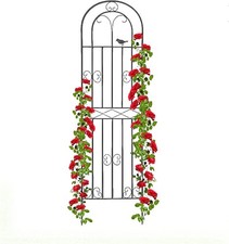 Black Iron Garden Trellis, Climbing Plant Trellis,Outdoor Metal Fence, 71x20 in