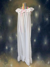True Vintage White Lace Ruffle Nightgown Slip Maxi Dress Poly Cotto