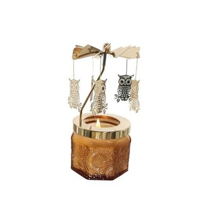 kingnero Lavender Scented Candle Carousel Rotary Candle Holder Golden Owl