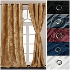 Chezmoi Collection Lux Distressed Velvet Grommet Window Curtain Set of 2 Panels