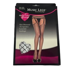 MUSIC LEGS 1 Pr Mini Diamond Net Garterbelt 7832 Black One Size Fits Most NEW