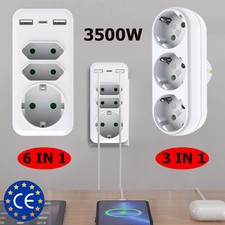 6 in 1 Mehrfachsteckdose Steckdosenadapter 3 Fach Mehrfachstecker Steckdose Euro