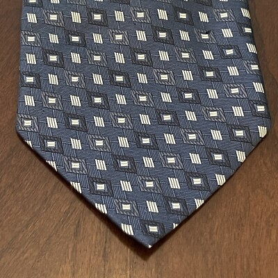 Vintage Tesoro Rosso Uomo Moda Blue Hand Made Silk Men s Neck Tie Made In Korea