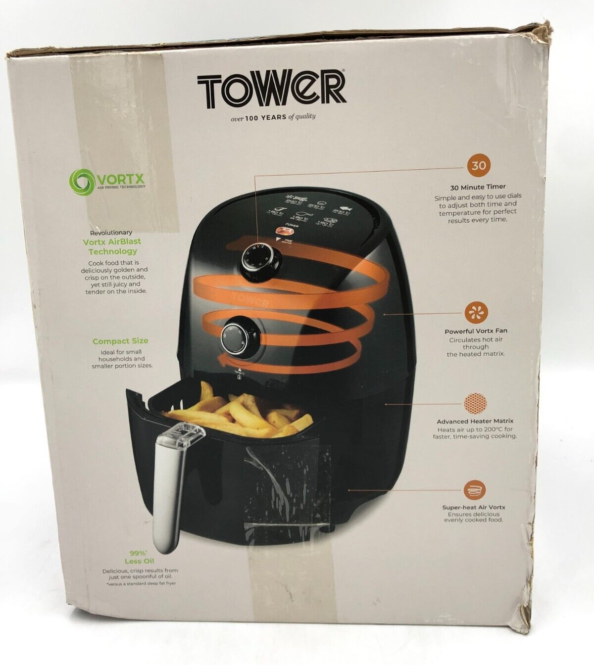 Tower Vortx Compact Air Fryer with Rapid Air Circulation 30Minute Timer T17025 5056032926448 eBay