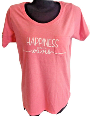 30A Dumpster Diver Womens Pink Shirt ''Happiness comes in waves'' SZ S