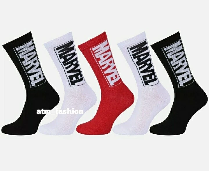 Primark Hombres Marvel Logo 5 Pares Calcetines Redondos Algodón Novedad Calcetines Regalo Reino Unido 9/12