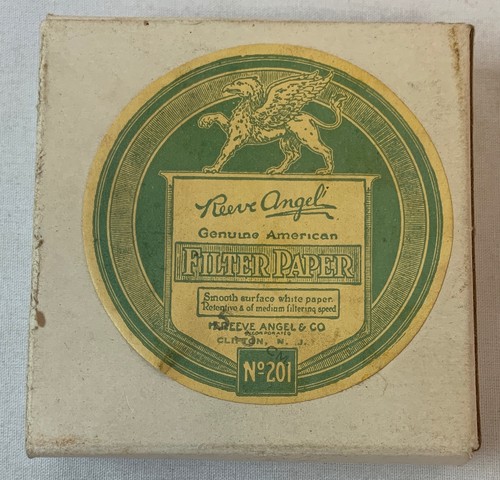 vintage box of REEVE ANGEL FILTER PAPER ~ #201 ~ sill has contents ~griffon logo