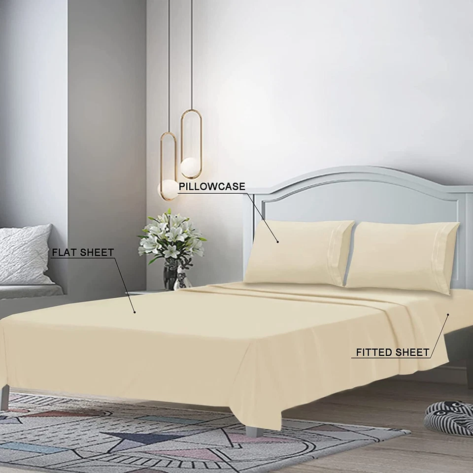 King/Queen Extra Soft Luxury Brushed Microfiber 1800 Thread Count bed Sheets 4pc - Image 3 of 4