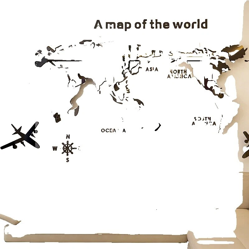 World Map Black Modern Décor Decals, Stickers & Vinyl Art