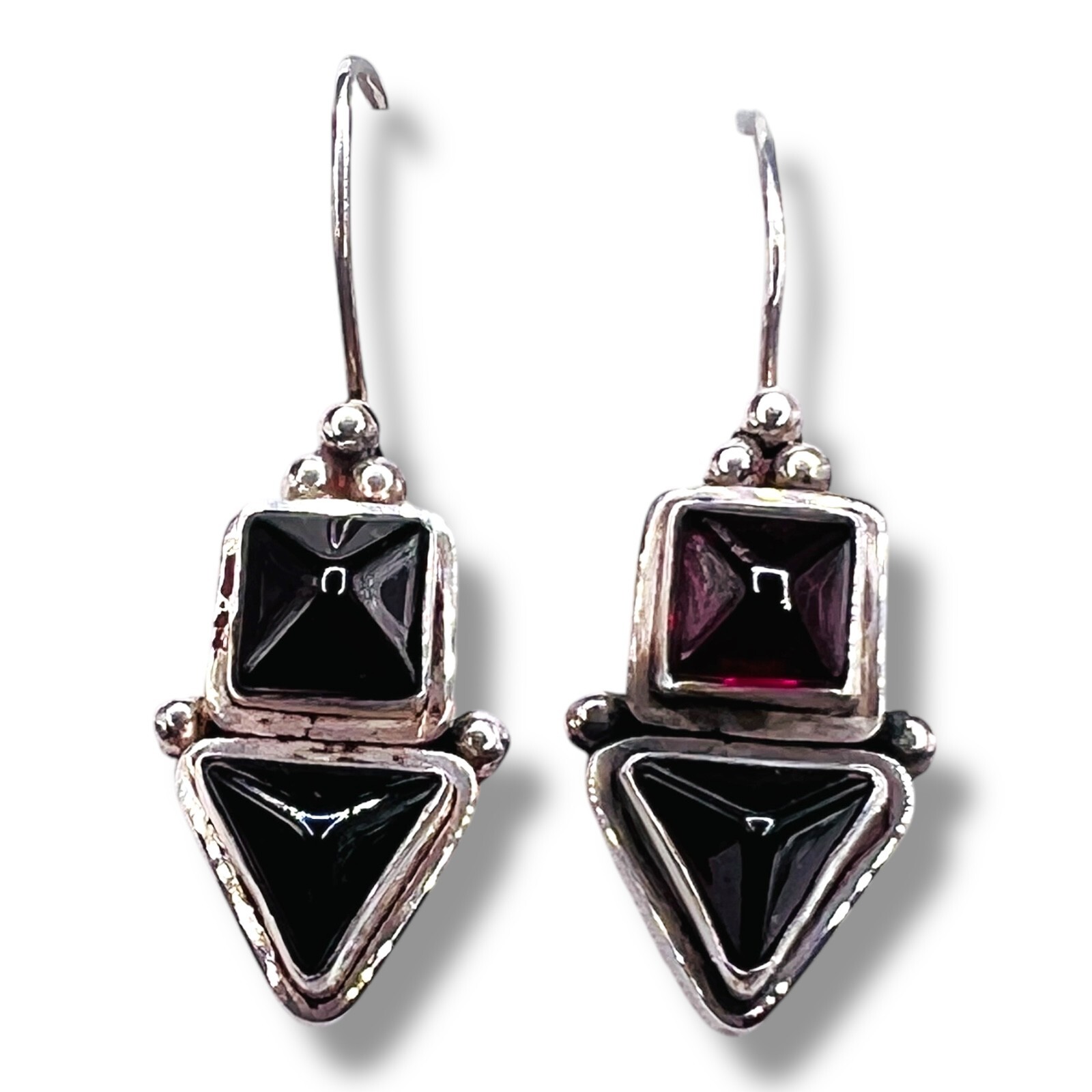 Solid Sterling Silver Genuine Garnet Drop Hook Ea… - image 6