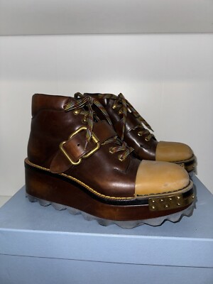 Prada Fall 2016 Runway Rubber Cap Toe Platform Wedge Hiking Boots