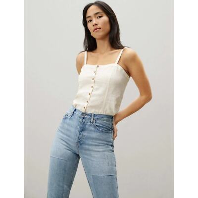 EVERLANE The Linen Picnic Top Womens 2 Cream Button Front Spaghetti Strap NEW